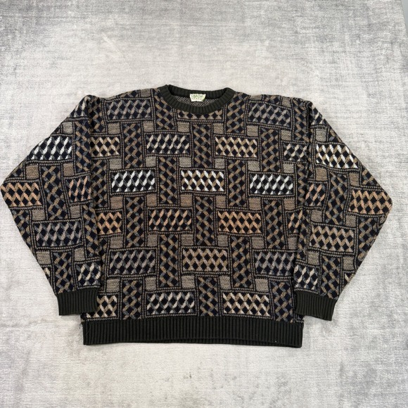 Ash Creek Trading Other - Ash Creek Trading Sweater Mens Medium Vintage Green Cabin Knit Grandpa Geometric
